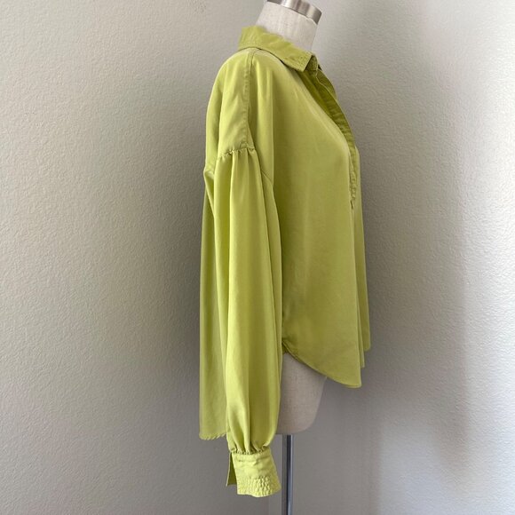 FP We The Free Love Until Tomorrow Poet Oversized Hi-lo Button Up Shirt Green X - Picture 4 of 13